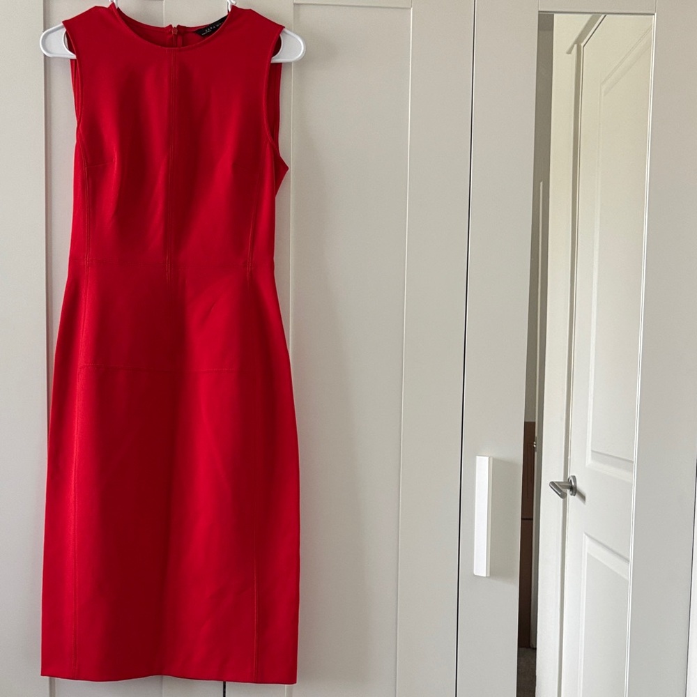 Women’s Elegant Vibrant Red Midi Dress Size XS